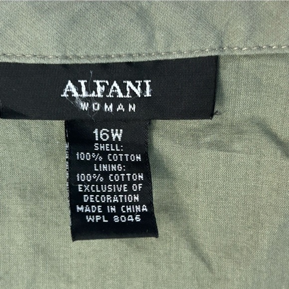 Green Tiered Flowy Maxi Midi Fall Skirt Alfani Plus Size 16 100% Cotton EUC - Picture 7 of 7